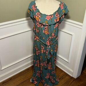 Crazy love off the shoulder‎ women’s 2x long dress with stretch waist floral